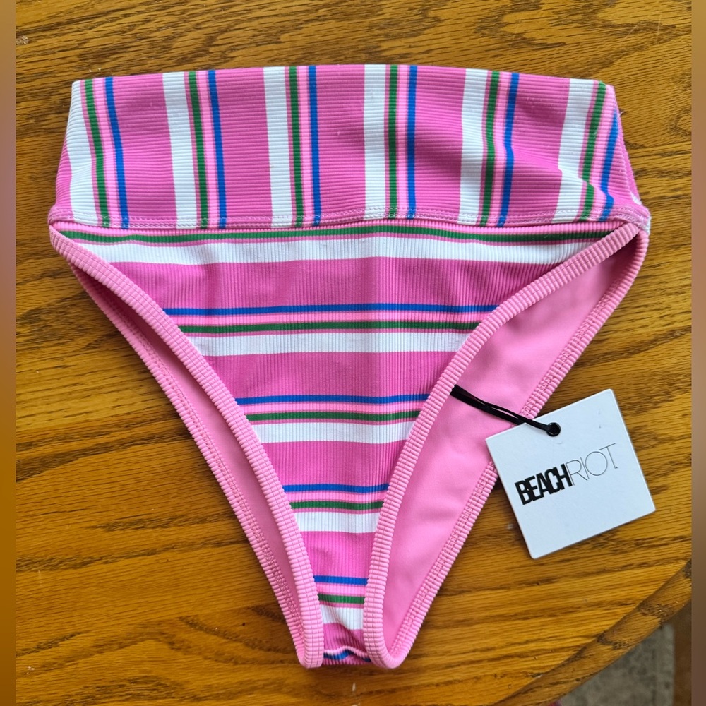 NWT Beach Riot Pink Striped Sugar Plum Bikini Bottom